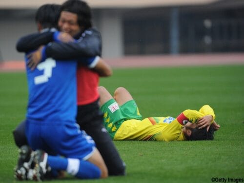 TOKYO, JAPAN - NOVEMBER 23:  (EDITORIAL USE ONLY) Yuto Sato #7 of JEF United Chiba looks dejected after the J.League Second Division Play-off Final match between JEF United Chiba and Oita trinita at the National Stadium on November 23, 2012 in Tokyo, Japan.  (Photo by Masashi Hara/Getty Images)